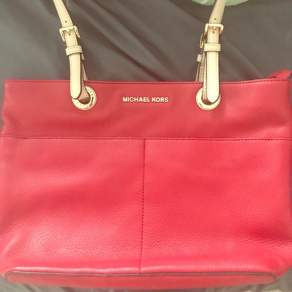 Authentic Red Michael Kors Tote Bag